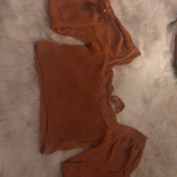 Orange bustier top with puff sleeves - Picture 5 of 6
